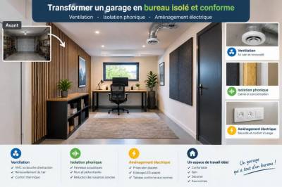 Transformer un garage en bureau isolé et conforme : ventilation, isolation phonique et aménagement électrique